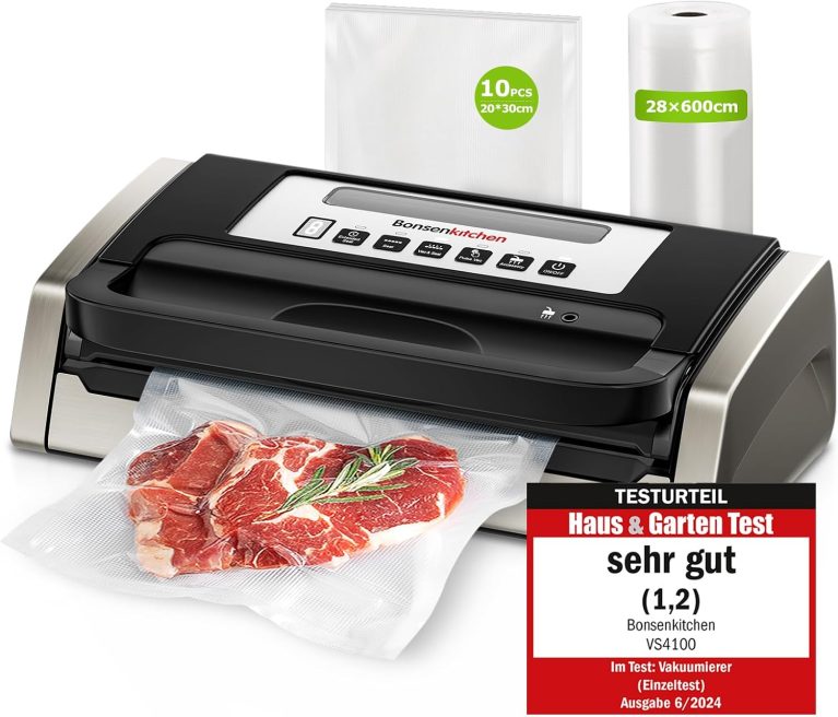 Bonsenkitchen Machine Sous Vide Alimentaire, Cutter Intégré, Technologie Globefish, Poignée Verrouillée
